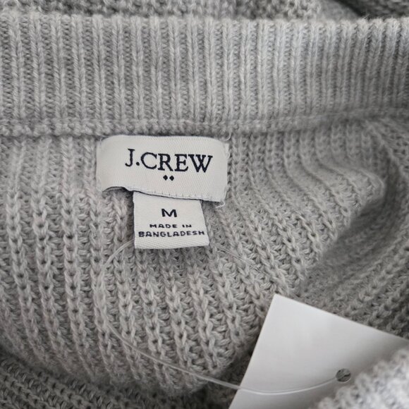 J.Crew Heather Dove Gray Button-Shoulder Ribbed Knit Sweater — Size M — NWT - Picture 5 of 6